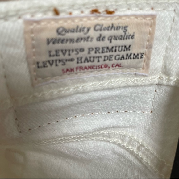 Levis Ribcage White Denim Shorts - Picture 8 of 9